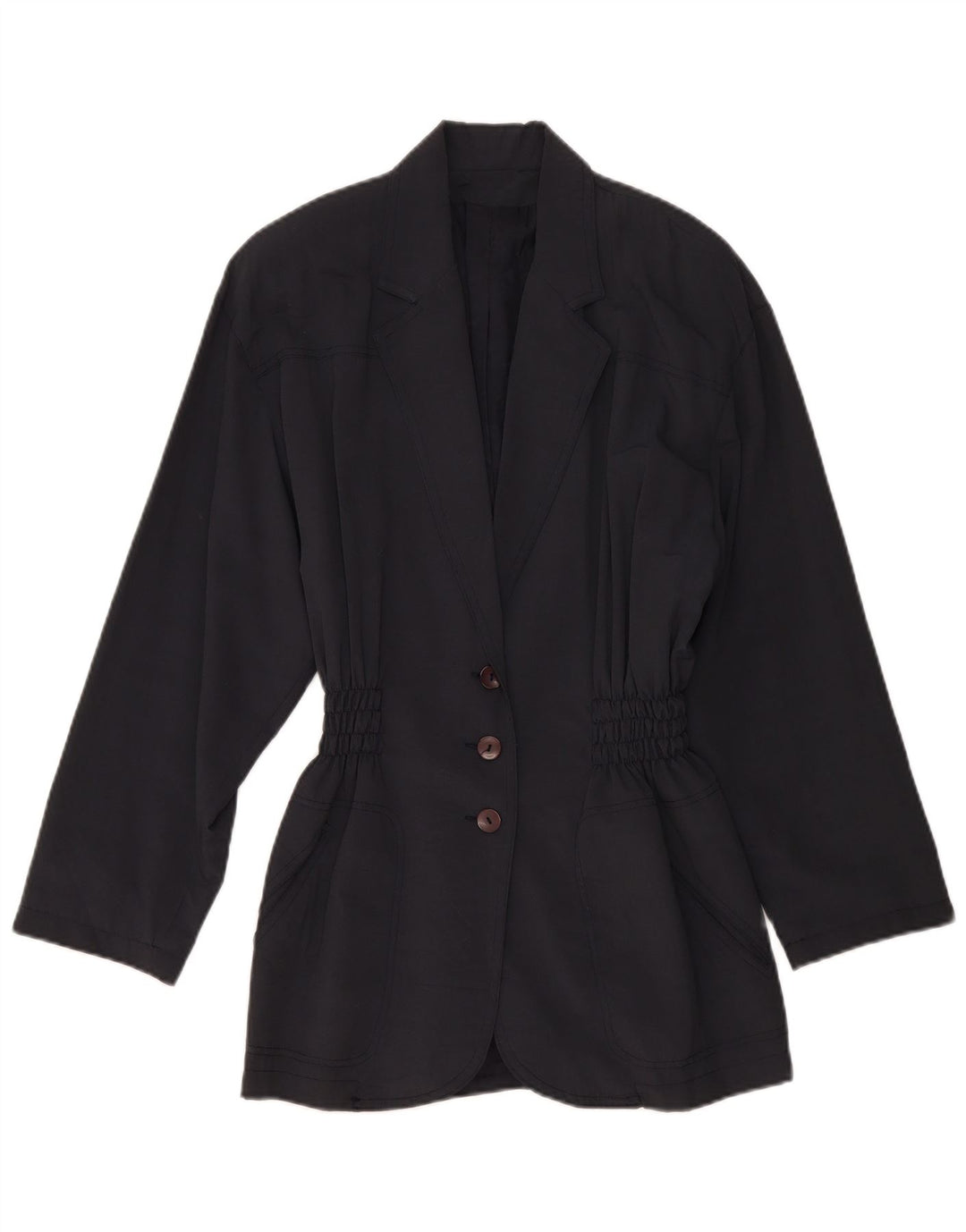 vintage Femme 3 Boutons Longline Blazer Veste IT 44 Bleu Marine Moyen