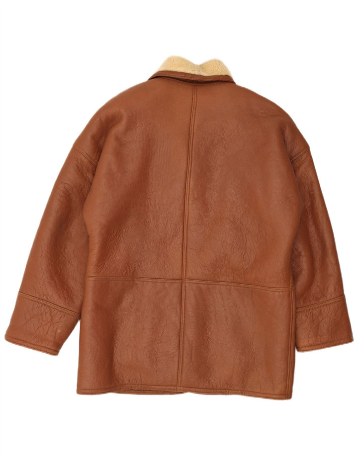 Veste en peau de mouton surdimensionnée femme vintage UK 18 XL peau de mouton marron