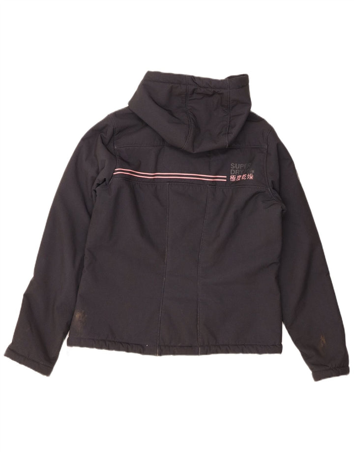 SUPERDRY Veste coupe-vent à capuche Windtrekker pour femme UK 14 Large Gris