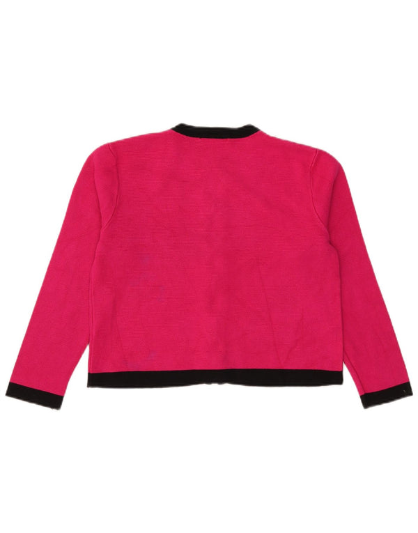 Zara Womens Crop Cardigan Pull UK 12 Rose Moyen Colorblock Viscose