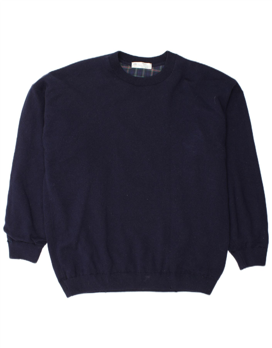 Marks & Spencer Pull à col rond pour homme en laine vierge bleu marine Taille L