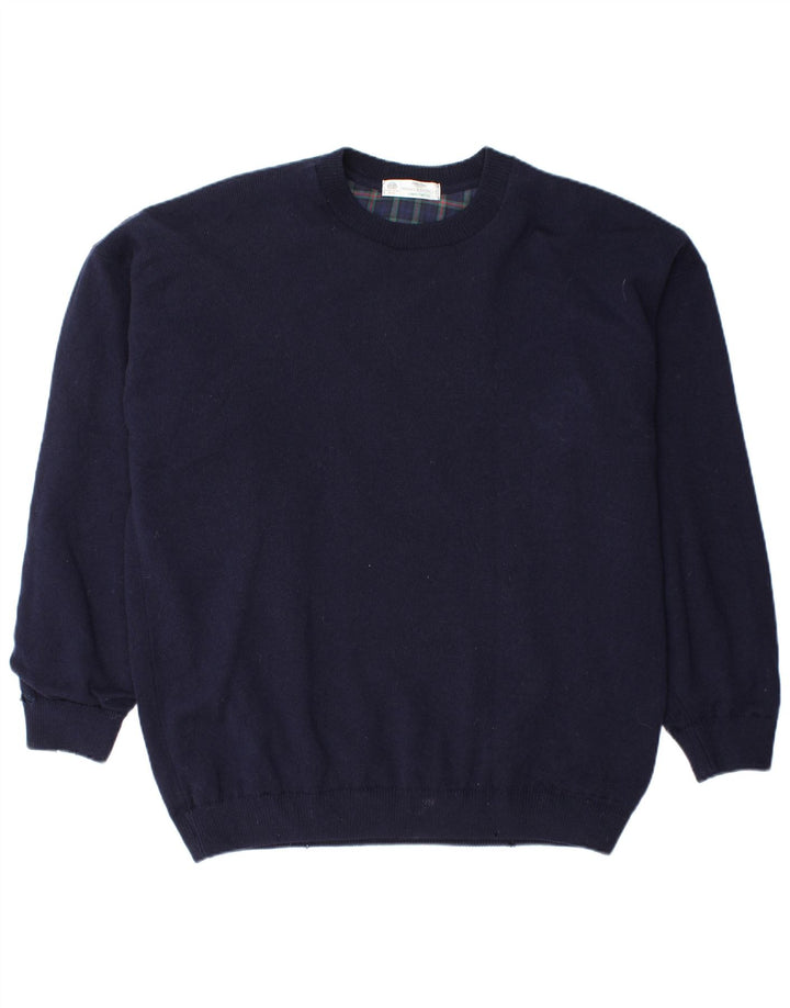 Marks & Spencer Pull à col rond pour homme en laine vierge bleu marine Taille L