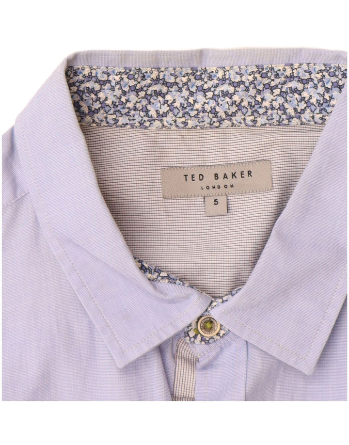 Ted Baker Chemise à manches courtes pour homme Taille 5 XL Bleu Coton