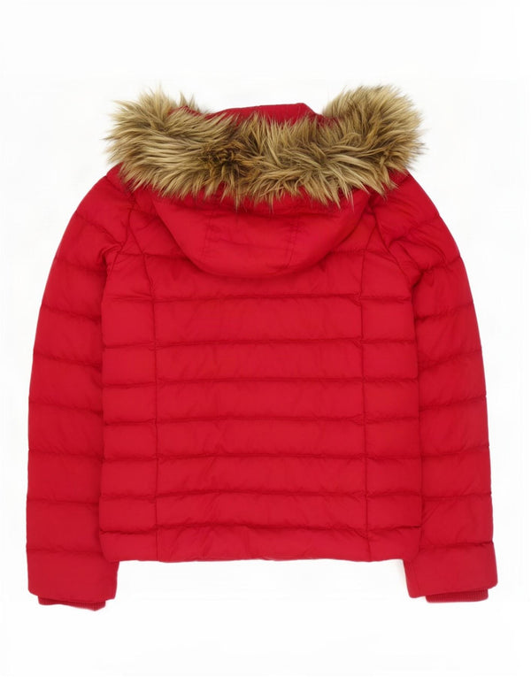 Tommy Hilfiger Veste matelassée à capuche pour femme UK 10 Small Rouge Polyester
