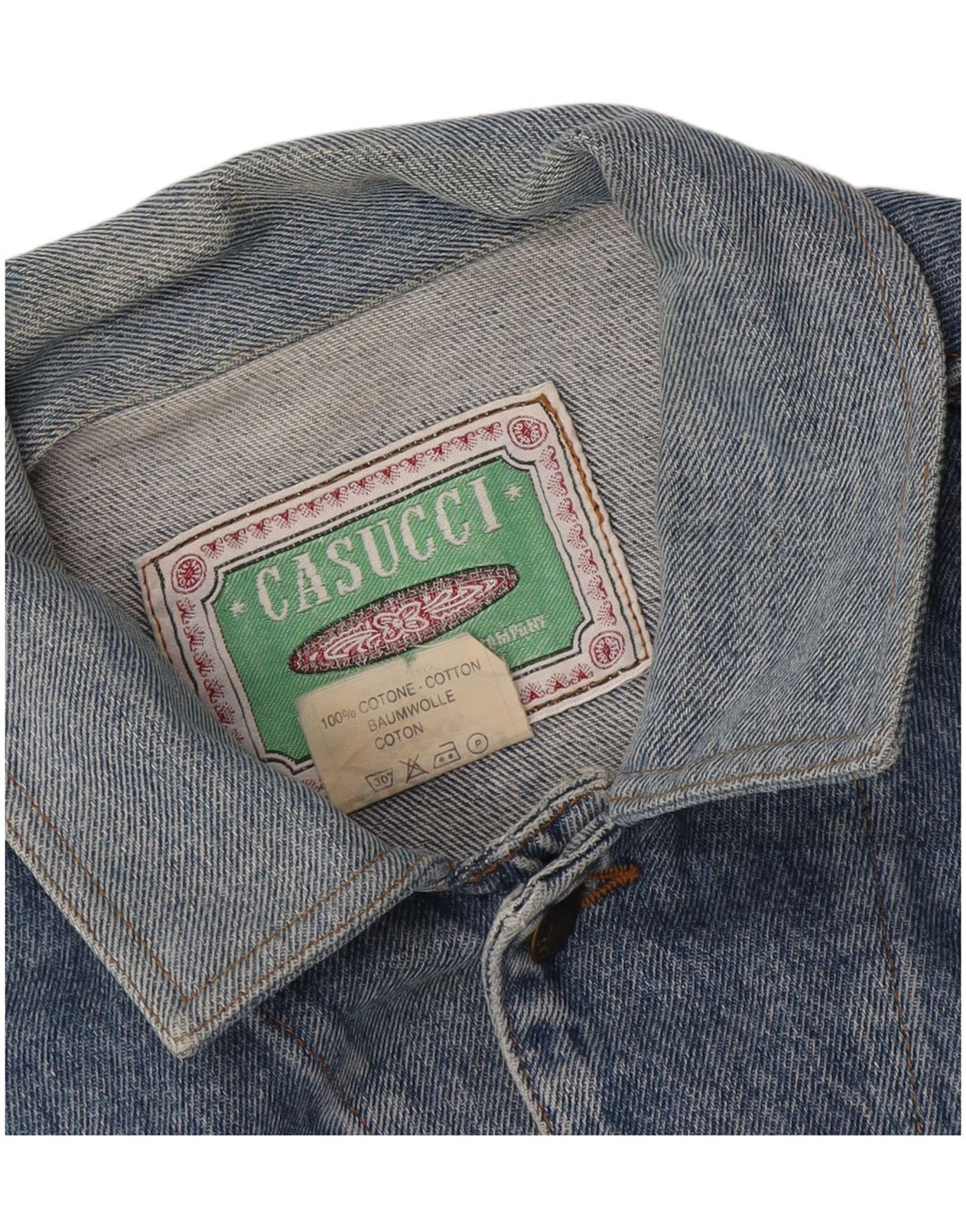 Casucci Veste en jean pour homme UK 40 Large Bleu Coton