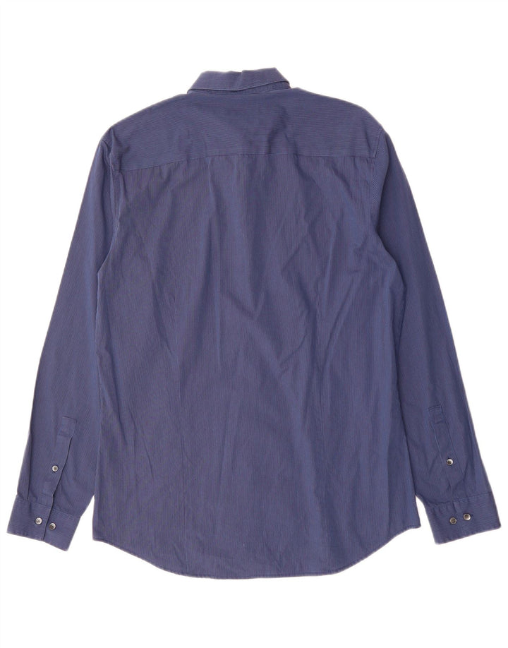 CALVIN KLEIN Chemise homme Taille 15 15 1/2 Coton à fines rayures bleu marine moyen