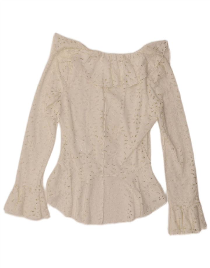 Desigual Femme Chemise Asymétrique Blouse UK 12 Moyen Blanc Coton