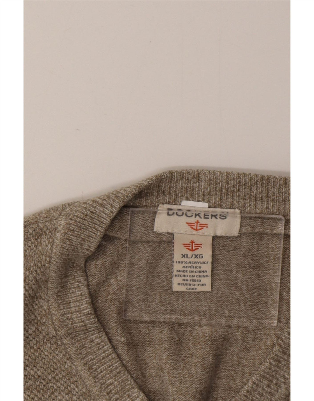 DOCKERS Pull Col V Homme XL Kaki Moucheté Acrylique