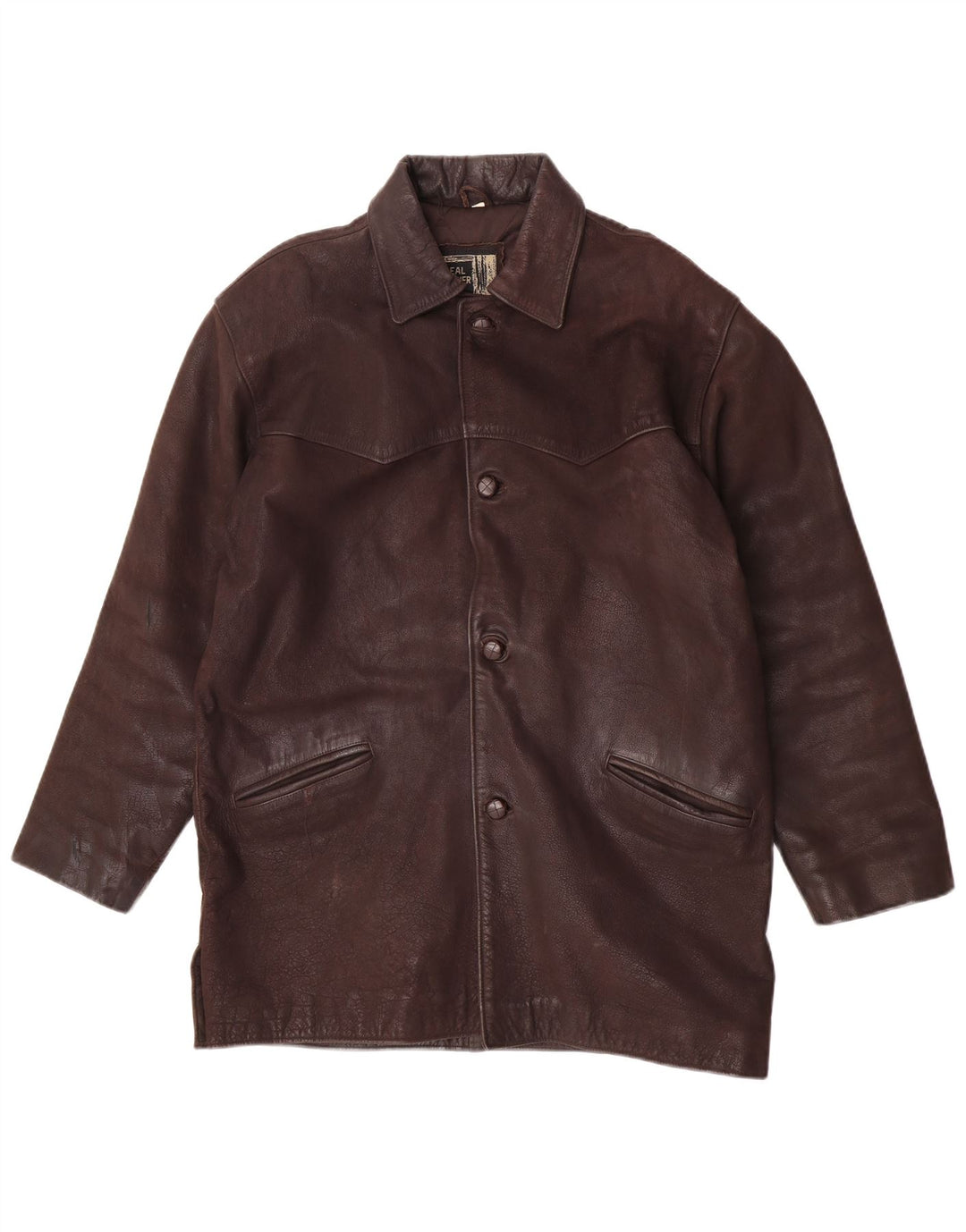 veste en cuir homme vintage UK 38 Cuir brun moyen