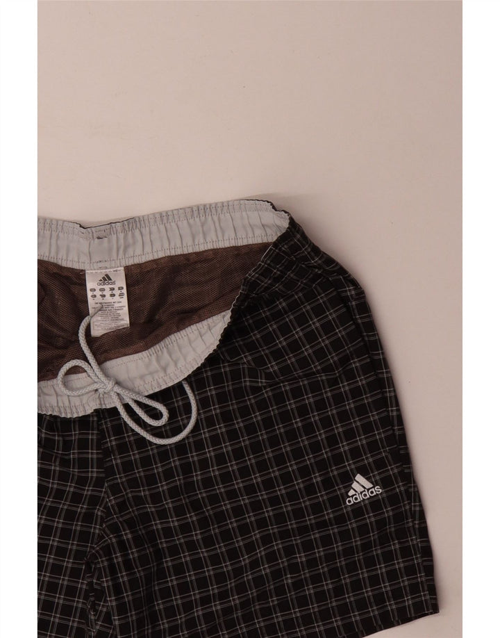 Adidas Short de bain pour homme en polyester à carreaux noirs moyens