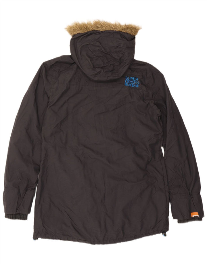 Superdry Parka à capuche pour homme UK 40 Large Noir Nylon