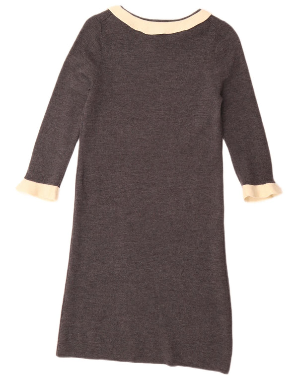 Jaeger Robe pull à manches 3/4 pour femme UK 10 Petite laine grise