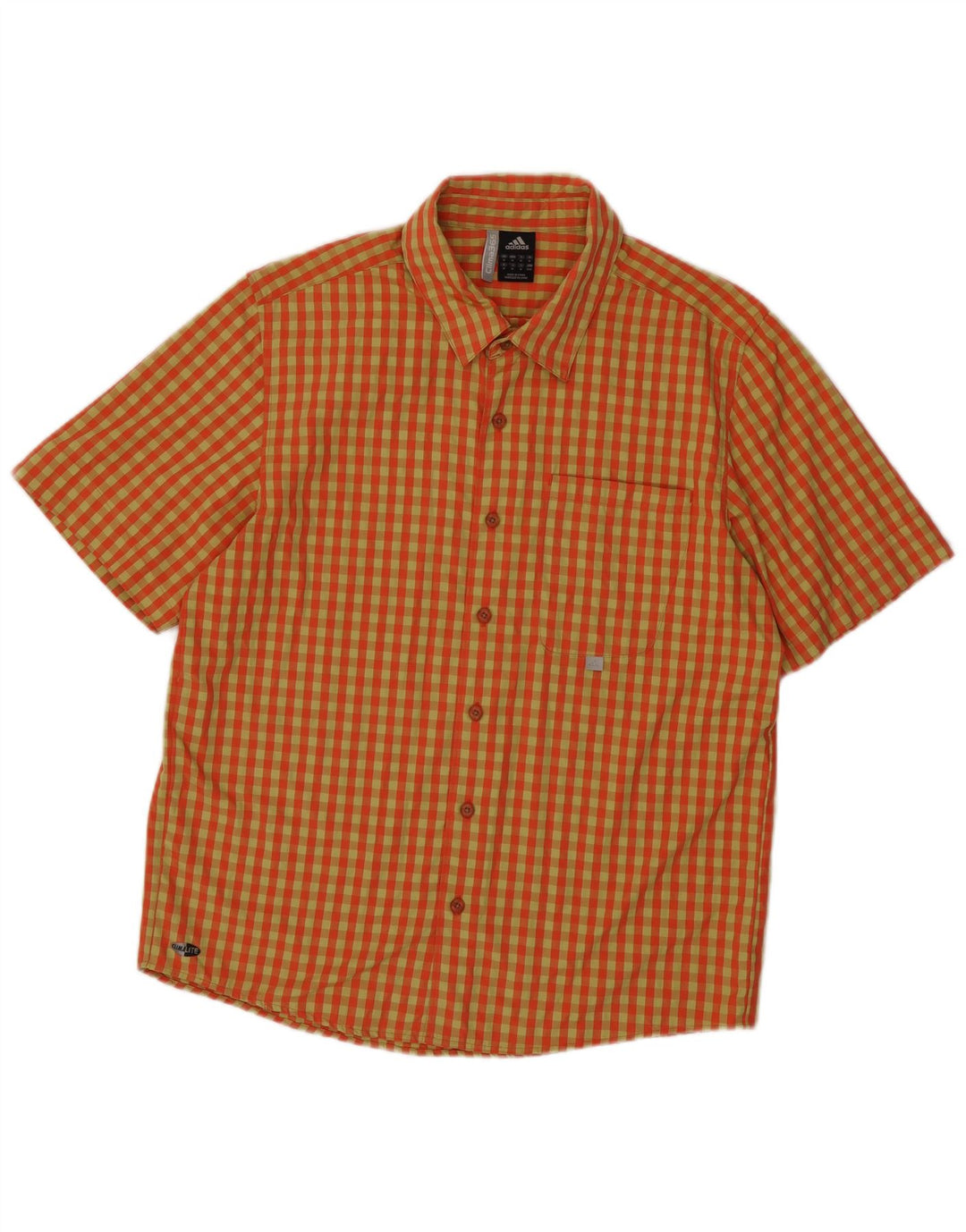 Adidas Chemise à manches courtes pour hommes en polyester vichy orange moyen
