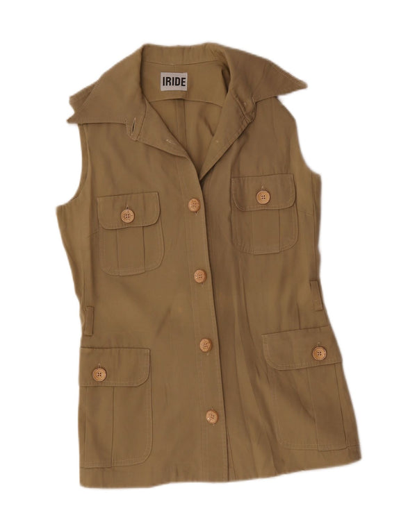 vintage Womens Utility Gilet UK 12 Moyen Kaki