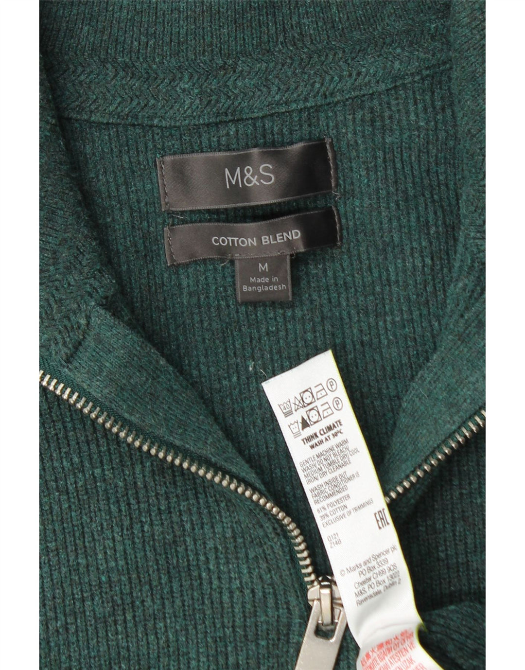 Marks & Spencer Pull col zippé homme vert moyen polyester
