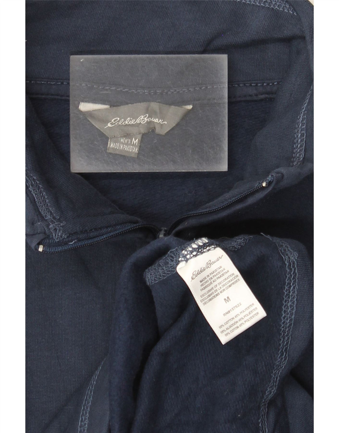 EDDIE BAUER Sweat-shirt col zippé pour homme en coton bleu marine moyen