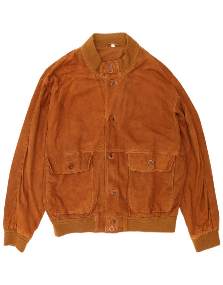 vintage Mens Suede Bomber Jacket UK 40 Grand Cuir Brun