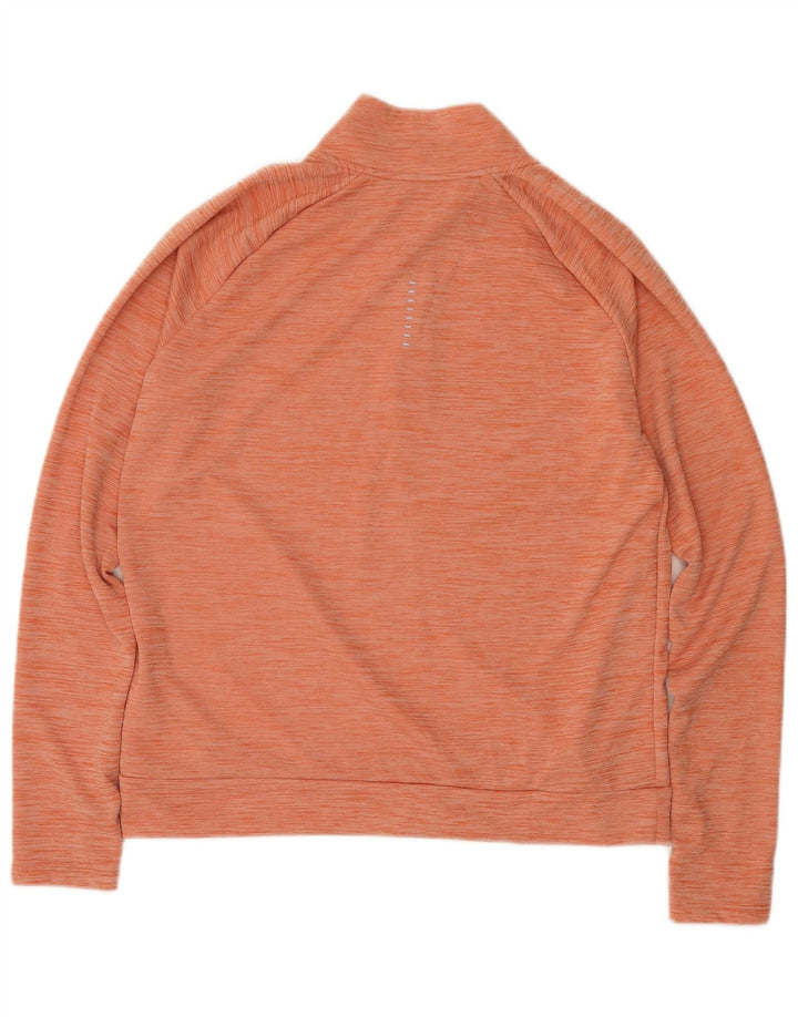 Nike Haut de survêtement à col zippé Dri Fit pour femme UK 14 Orange moyen