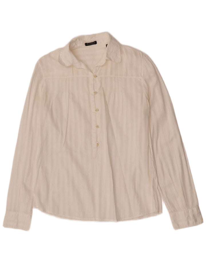 Massimo Dutti Chemise pull pour femme EU 42 Large blanc cassé à fines rayures