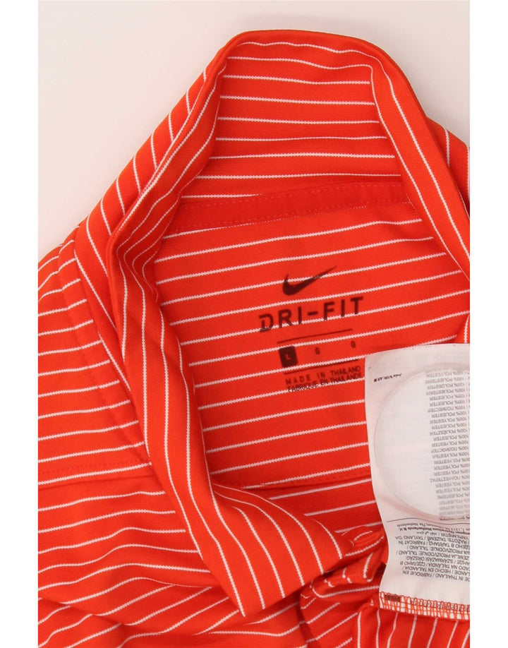 Nike Polo Dri Fit pour homme en polyester à fines rayures orange