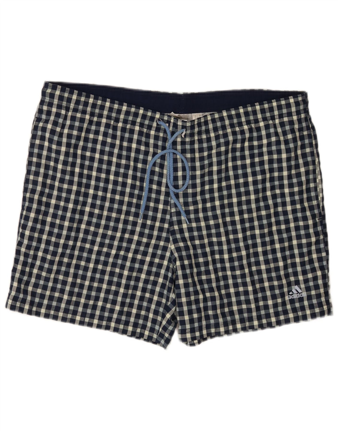 Adidas Short de bain régulier pour homme en polyester à carreaux bleus