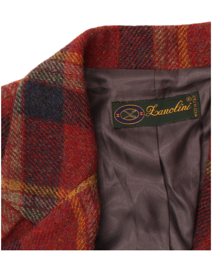 Lanolini Veste Blazer 3 Boutons Femme IT 42 Laine à Carreaux Marron Moyen