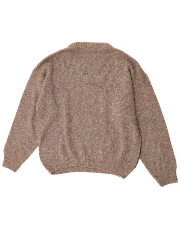 Fiume Pull graphique à col rond pour homme IT 52 Large Marron Colourblock