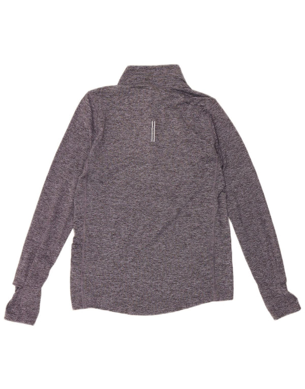 Nike Hommes Dri Fit Zip Neck Top Manches Longues XS Bleu Moucheté Polyester