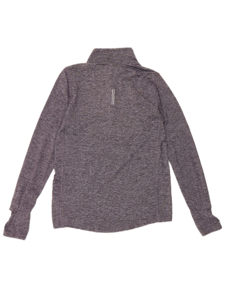 Nike Hommes Dri Fit Zip Neck Top Manches Longues XS Bleu Moucheté Polyester