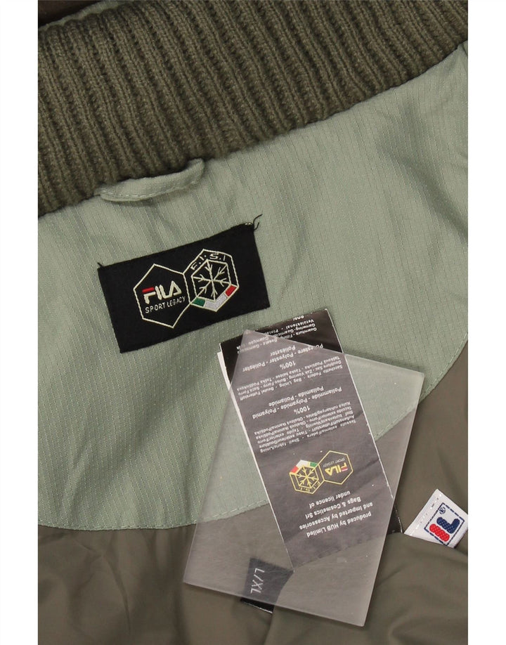 Fila Veste rembourrée à capuche pour homme UK 40 Large Vert Polyamide