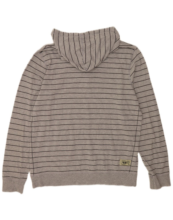 Mossimo Pull à capuche pour homme XL en coton rayé gris