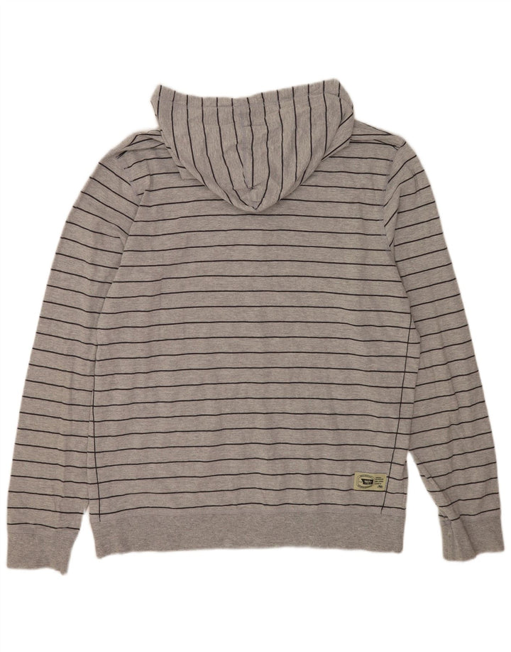 Mossimo Pull à capuche pour homme XL en coton rayé gris