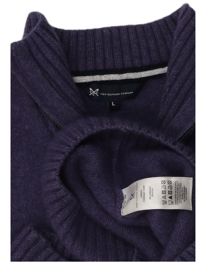 Crew Clothing Pull à col zippé pour homme en laine d'agneau violet Taille L