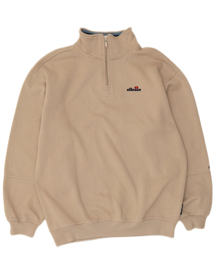 Ellesse Sweat-shirt à col zippé pour homme Beige moyen Polyester