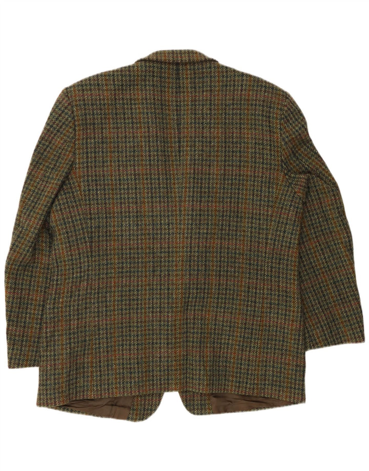 HARRIS TWEED Veste blazer à 2 boutons pour homme UK 40 Grand pied-de-poule kaki