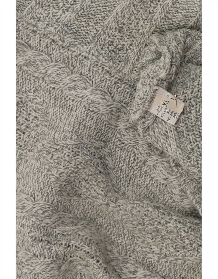 VINTAGE Pull col zippé homme XL laine grise