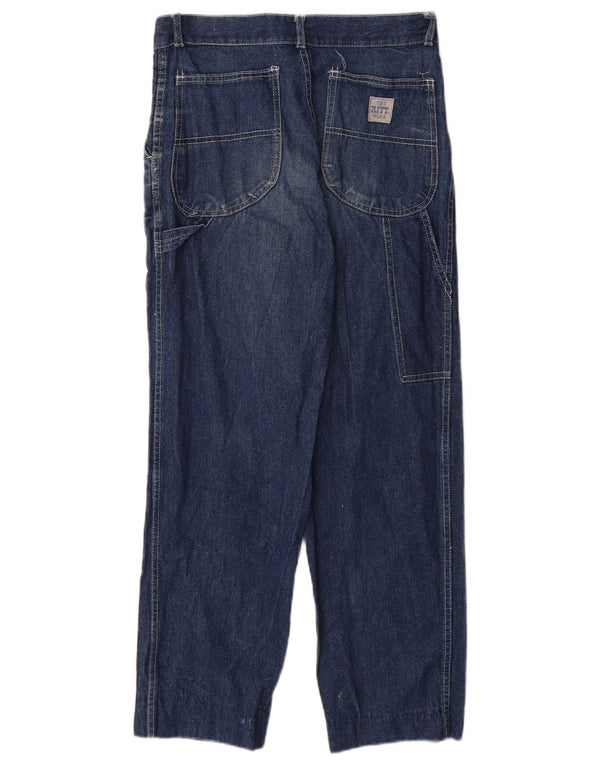vintage Womens Cargo Straight Jeans W29 L29 Bleu Marine Coton