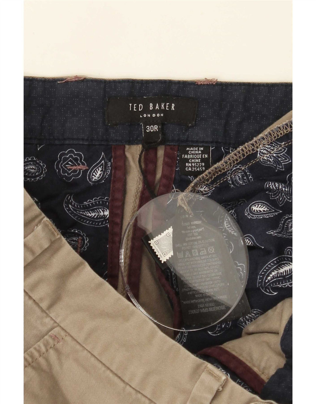 Ted Baker Short Chino Homme W30 Coton Kaki Moyen