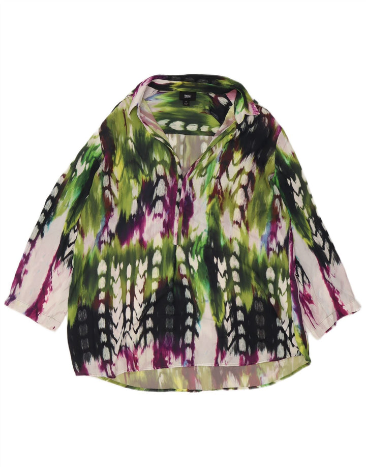 Mossimo Chemise Chemisier Femme UK 44 Grand Polyester Tie Dye Multicolore