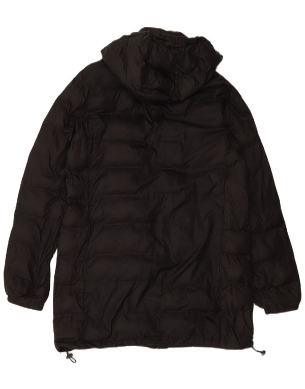 ZARA Manteau matelassé à capuche pour femme UK 16 Large Noir Polyester