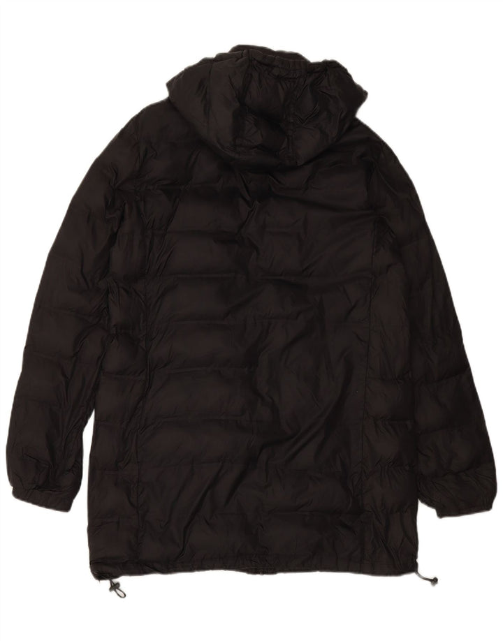 ZARA Manteau matelassé à capuche pour femme UK 16 Large Noir Polyester