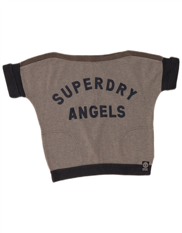 SUPERDRY Sweat-shirt graphique surdimensionné pour femme UK 10 Petit Gris