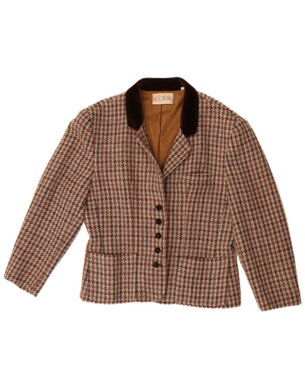 vintage Femme 5 Bouton Blazer Veste IT 46 Grand Pied-de-Poule Multicolore