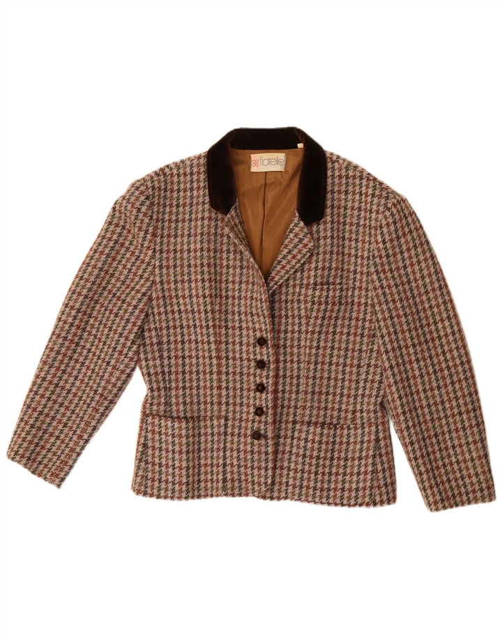vintage Femme 5 Bouton Blazer Veste IT 46 Grand Pied-de-Poule Multicolore