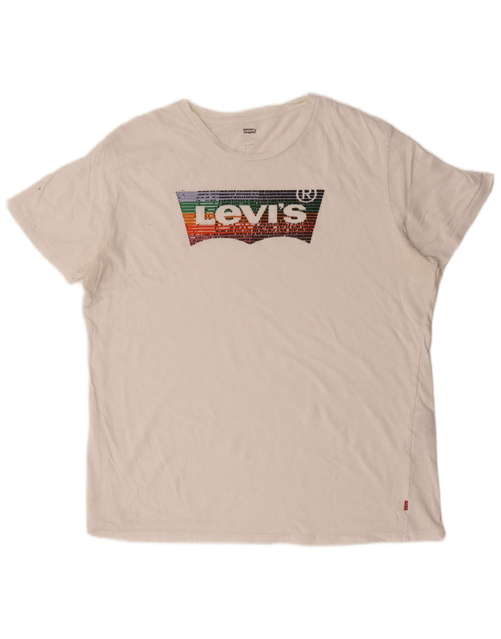 Levi's T-Shirt Graphique Top XL Homme Blanc Coton
