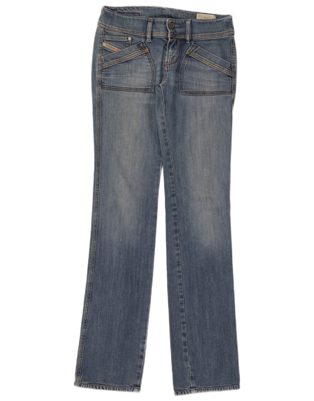 DIESEL Femme Reckfly Jean Droit W27 L34 Bleu Coton