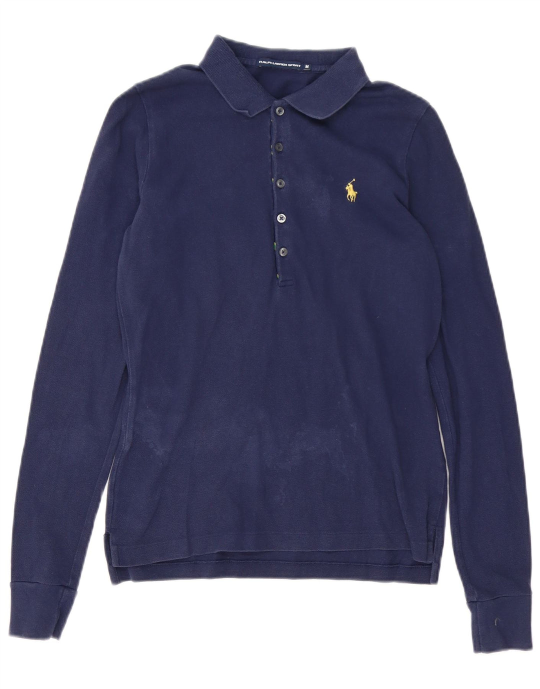 RALPH LAUREN Polo à manches longues pour femme UK 12 Bleu marine moyen Coton