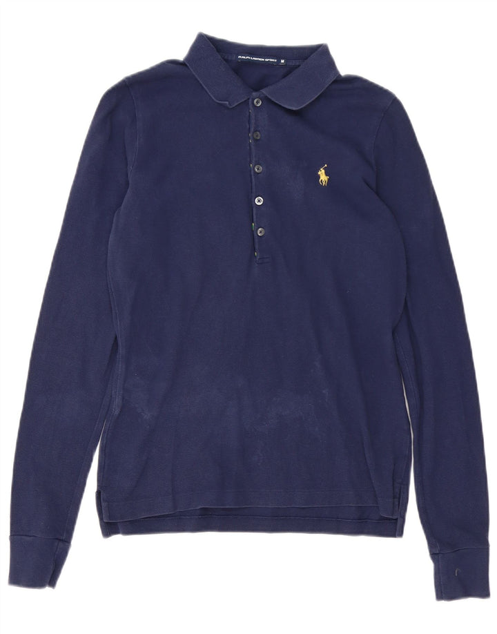 RALPH LAUREN Polo à manches longues pour femme UK 12 Bleu marine moyen Coton
