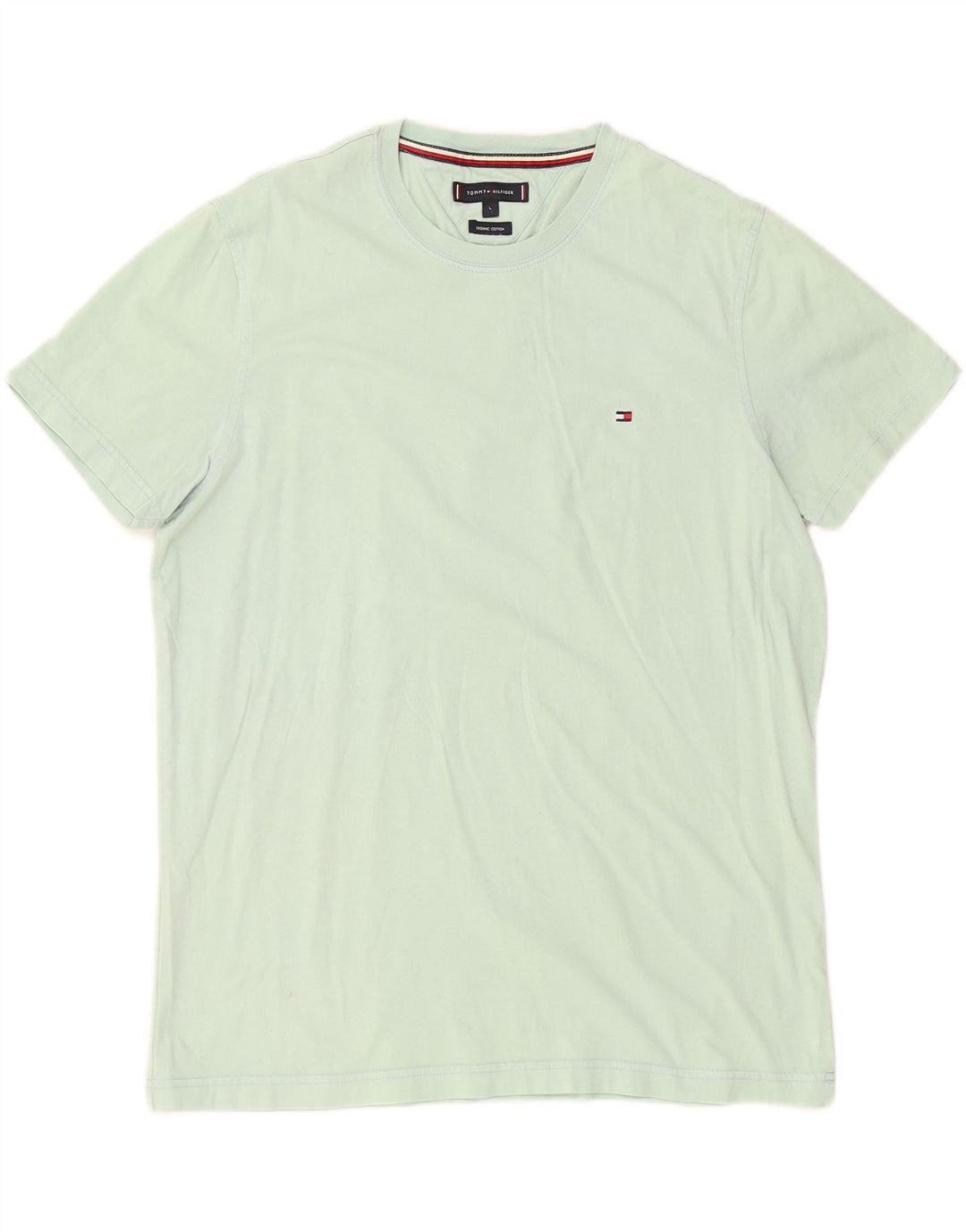 TOMMY HILFIGER Mens T-Shirt Top Large Turquoise Cotton Vintage Tommy Hilfiger and Second-Hand Tommy Hilfiger from Messina Hembry 
