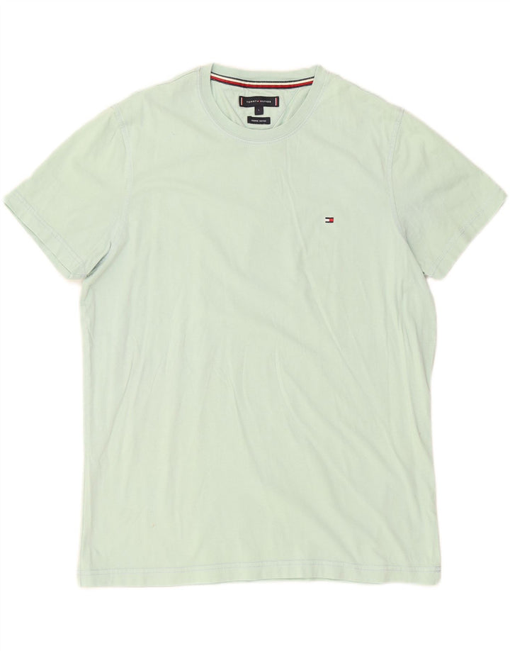 TOMMY HILFIGER Mens T-Shirt Top Large Turquoise Cotton Vintage Tommy Hilfiger and Second-Hand Tommy Hilfiger from Messina Hembry 